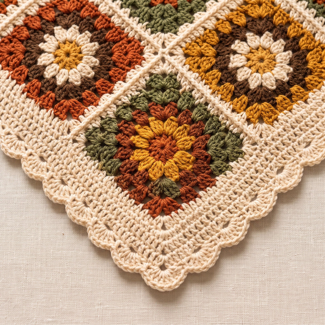 Autumn Flower Granny Square Blanket