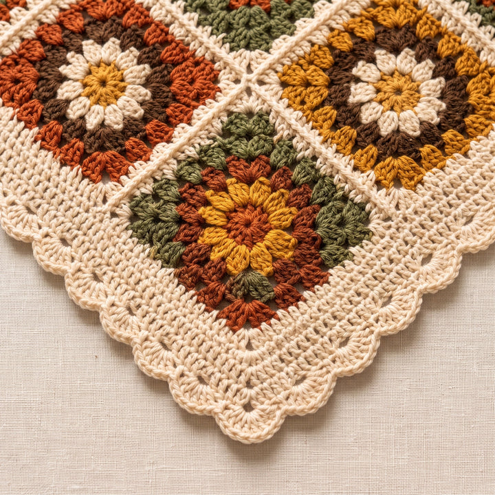 Autumn Flower Granny Square Blanket