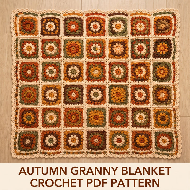 Autumn Flower Granny Square Blanket