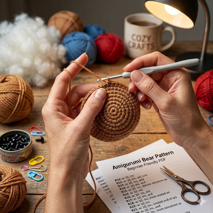 Amigurumi Bear Crochet Pattern | Beginner-Friendly PDF, Duffle Coat, Hat Toy