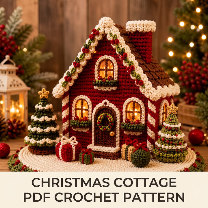 Lighted Christmas Cottage Crochet Pattern V2