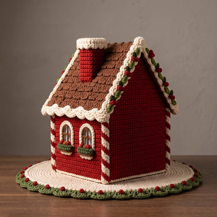 Lighted Christmas Cottage Crochet Pattern V2
