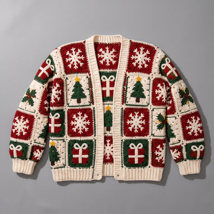 Christmas Granny Square Cardigan Crochet Pattern