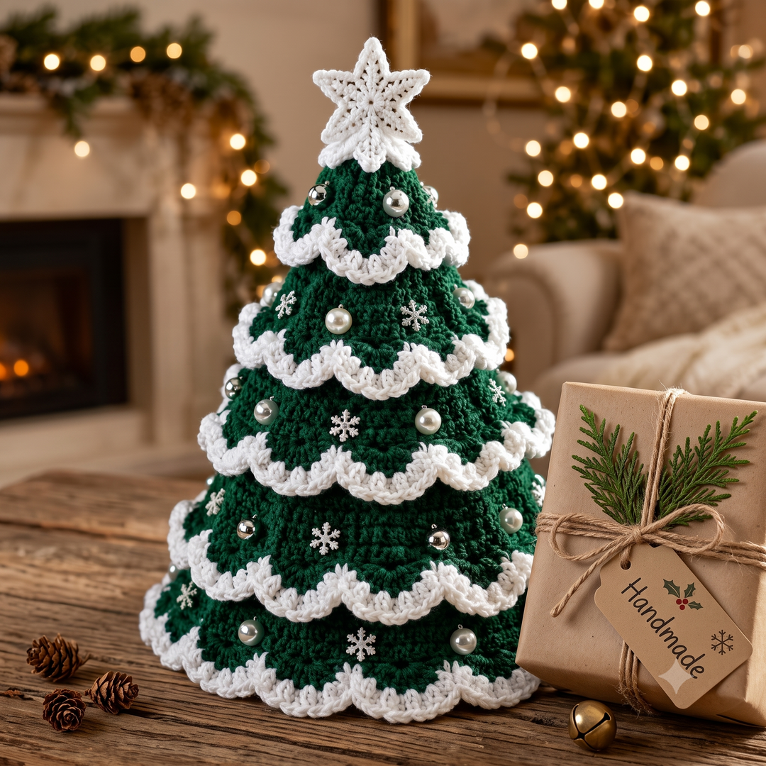 Christmas Tree Crochet Pattern PDF, Crochet Holiday Tree Decor, Snowy Christmas Tree, Festive Home Decor, Digital Download