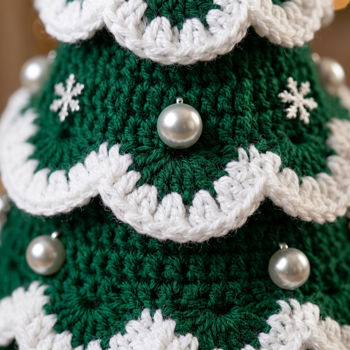 Christmas Tree Crochet Pattern PDF, Crochet Holiday Tree Decor, Snowy Christmas Tree, Festive Home Decor, Digital Download