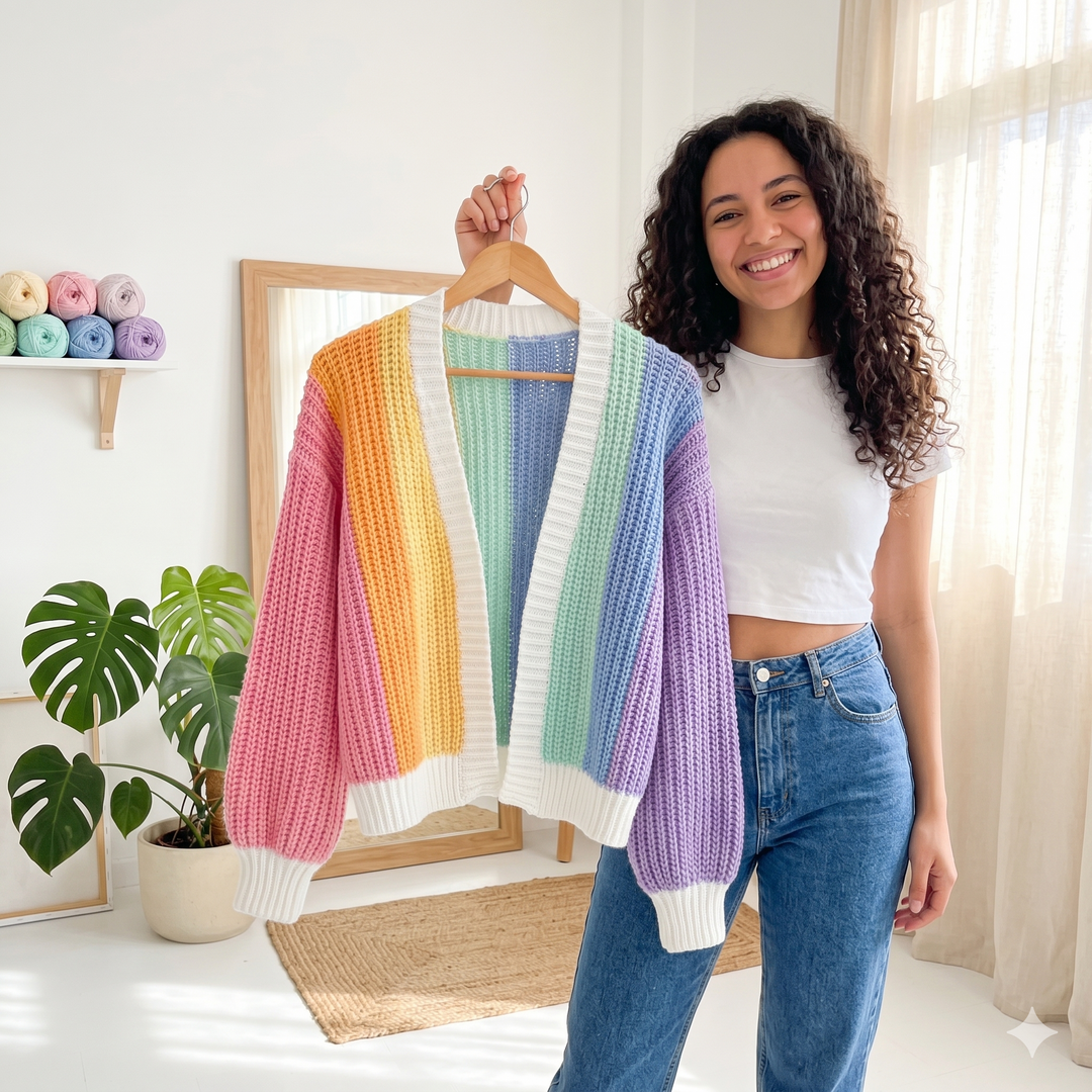 Colorful Striped Cardigan Crochet Pattern