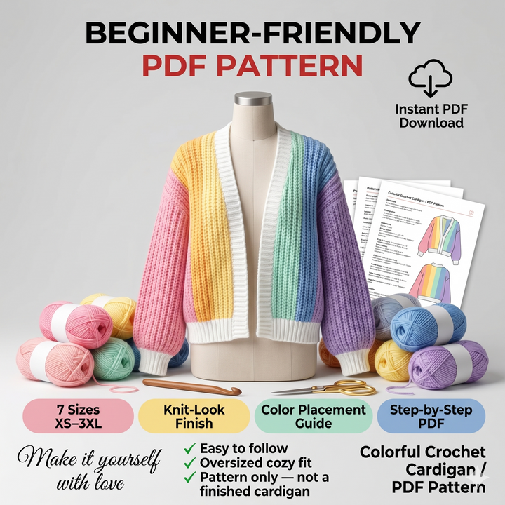 Colorful Striped Cardigan Crochet Pattern