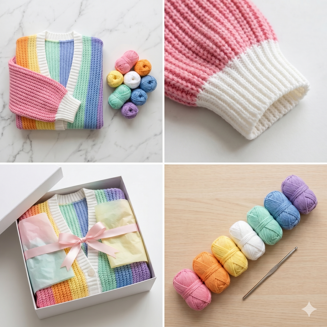 Colorful Striped Cardigan Crochet Pattern