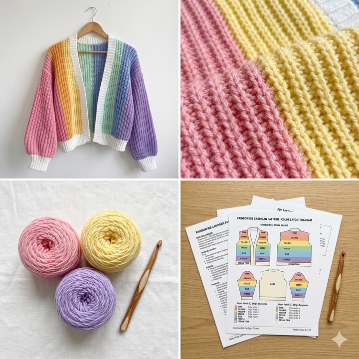 Colorful Striped Cardigan Crochet Pattern