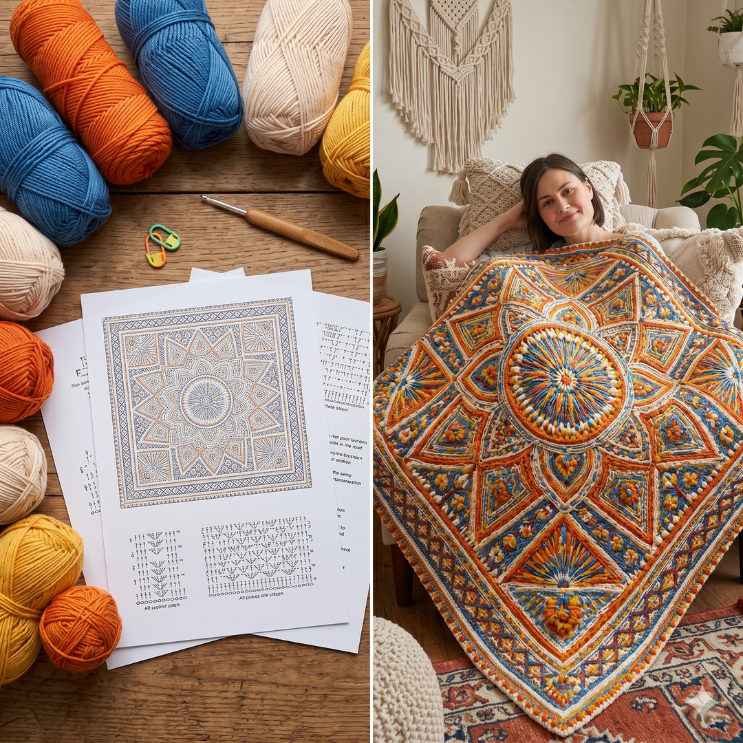 Boho Mandala Crochet Blanket Pattern