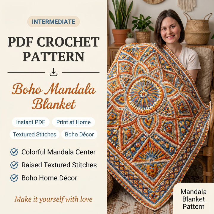 Boho Mandala Crochet Blanket Pattern