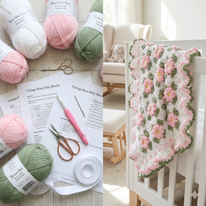 Coquette Flowers Baby Blanket Crochet Pattern