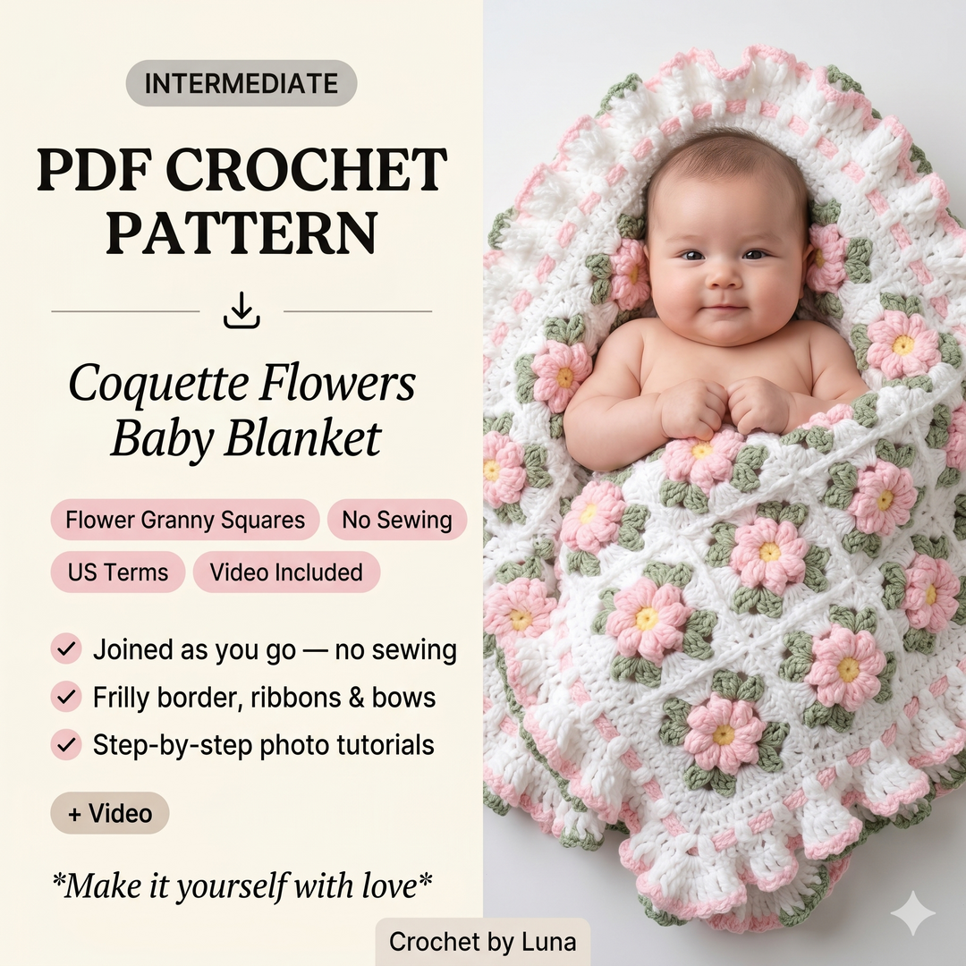 Coquette Flowers Baby Blanket Crochet Pattern