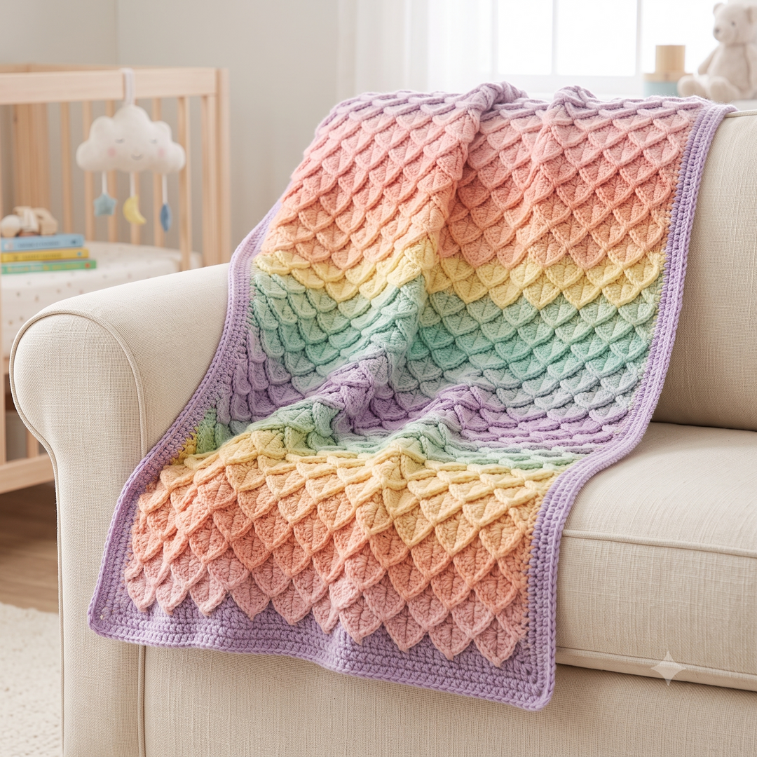 Dragon Scales Blanket Crochet Pattern PDF | Easy Textured Throw Pattern, Dragon Scale Afghan Blanket, Beginner, US Terms, Instant Download