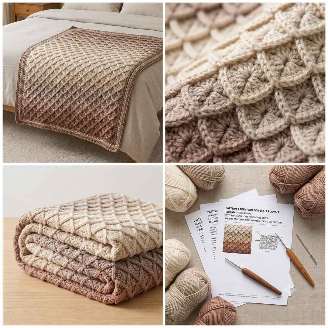 Dragon Scales Blanket Crochet Pattern PDF | Easy Textured Throw Pattern, Dragon Scale Afghan Blanket, Beginner, US Terms, Instant Download