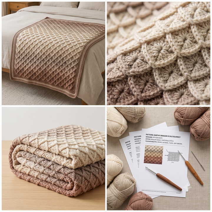 Dragon Scales Blanket Crochet Pattern PDF | Easy Textured Throw Pattern, Dragon Scale Afghan Blanket, Beginner, US Terms, Instant Download