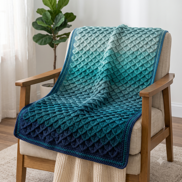 Dragon Scales Blanket Crochet Pattern PDF | Easy Textured Throw Pattern, Dragon Scale Afghan Blanket, Beginner, US Terms, Instant Download