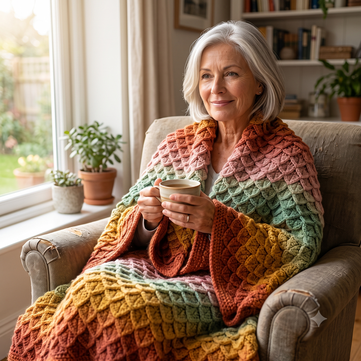 Dragon Scales Blanket Crochet Pattern PDF | Easy Textured Throw Pattern, Dragon Scale Afghan Blanket, Beginner, US Terms, Instant Download