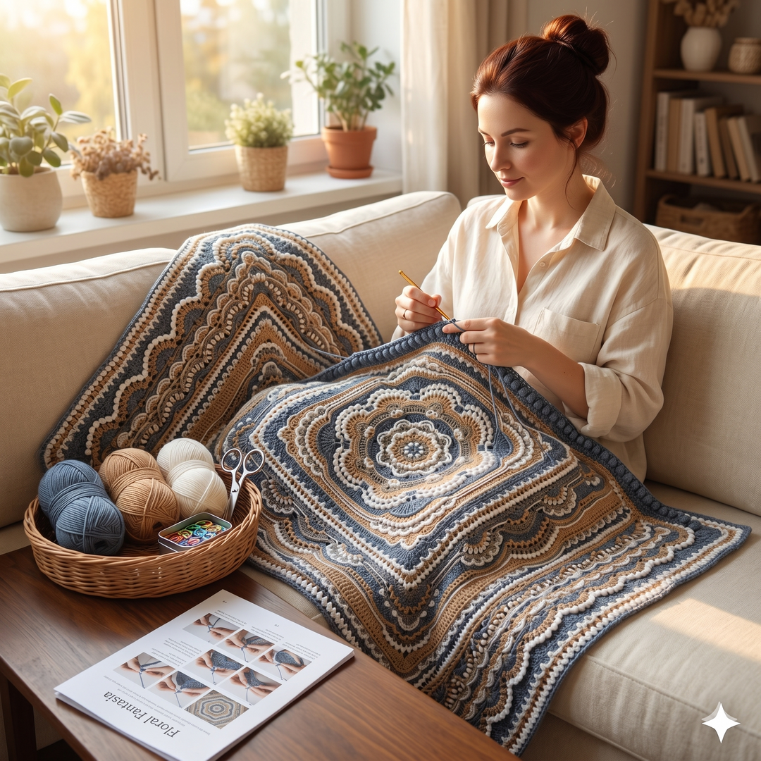 Floral Fantasia Blanket Crochet Pattern V2