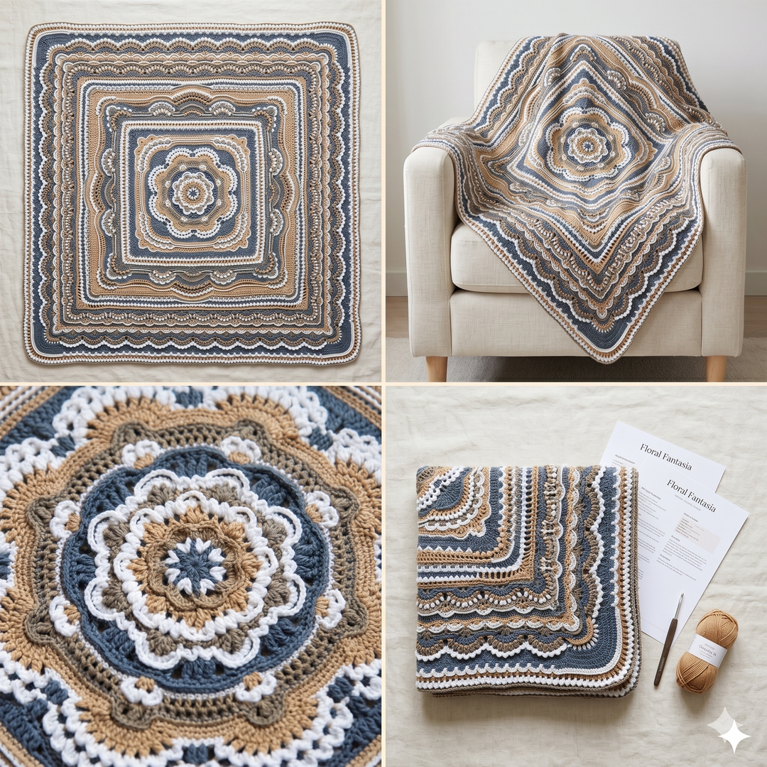 Floral Fantasia Blanket Crochet Pattern V2