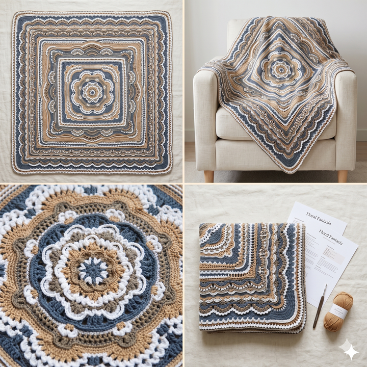 Floral Fantasia Blanket Crochet Pattern V2