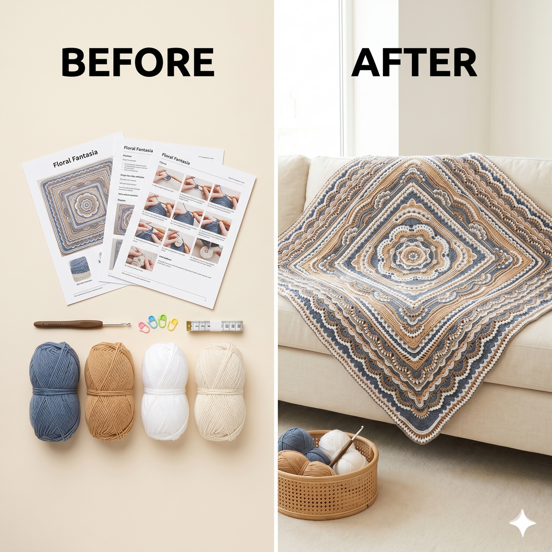 Floral Fantasia Blanket Crochet Pattern V2