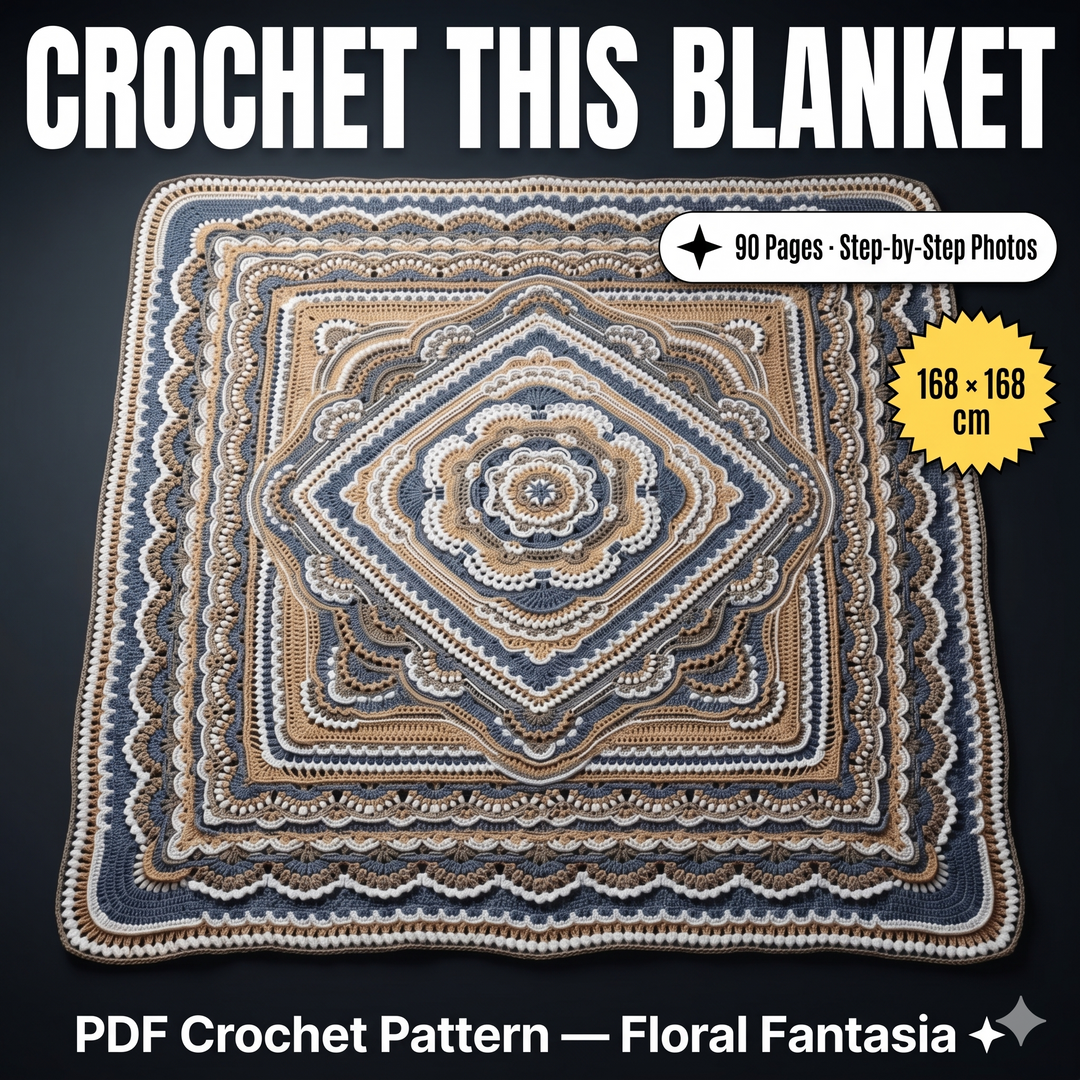 Floral Fantasia Blanket Crochet Pattern V2