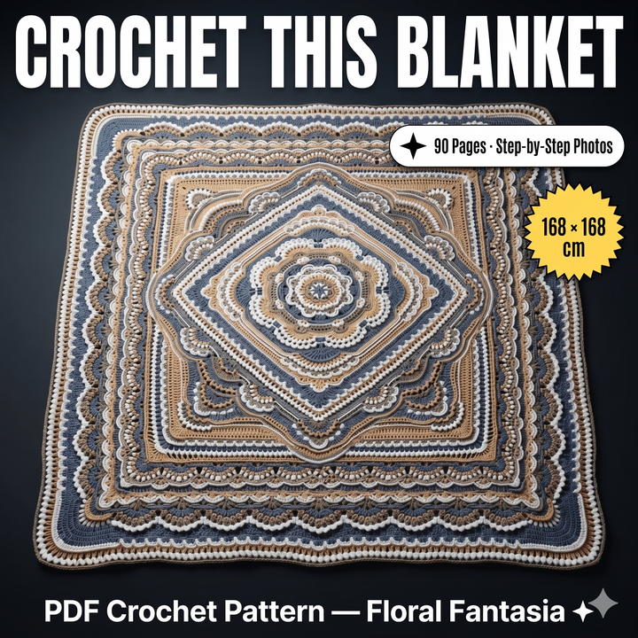 Floral Fantasia Blanket Crochet Pattern V2