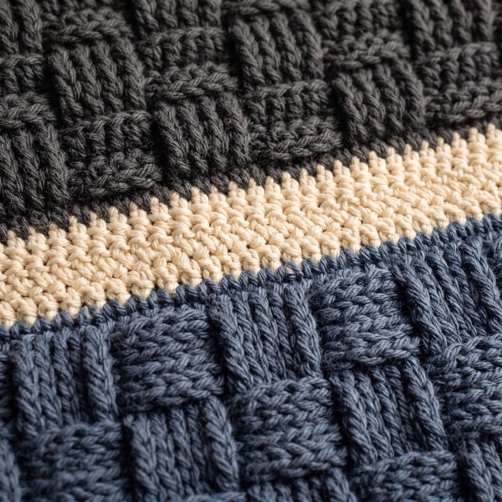 Striped Basketweave Baby Blanket Crochet Pattern