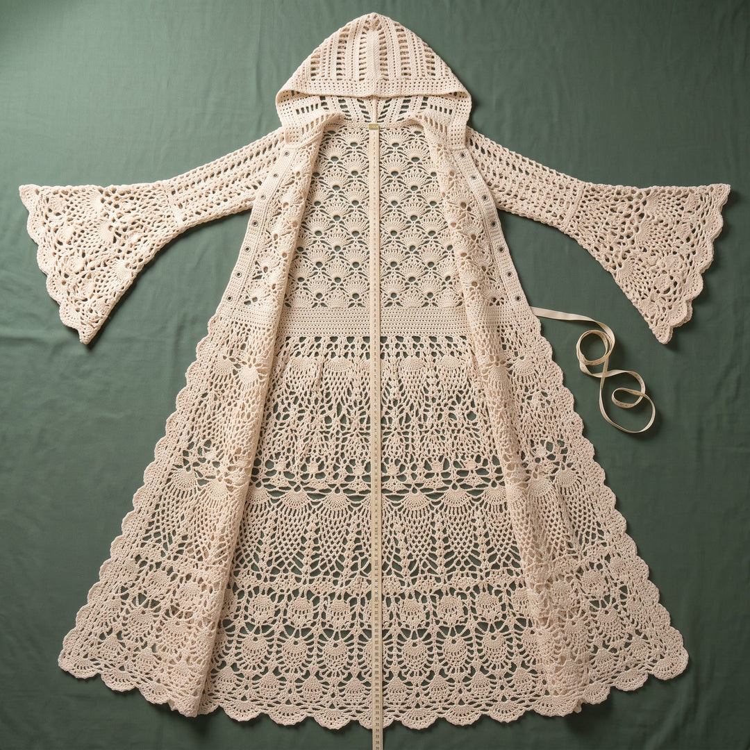 Fairy Queen Coat, Pineapple Lace Hooded Duster, 5 Sizes