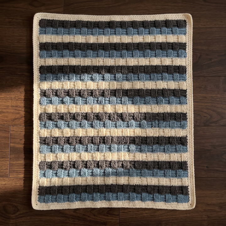Striped Basketweave Baby Blanket Crochet Pattern