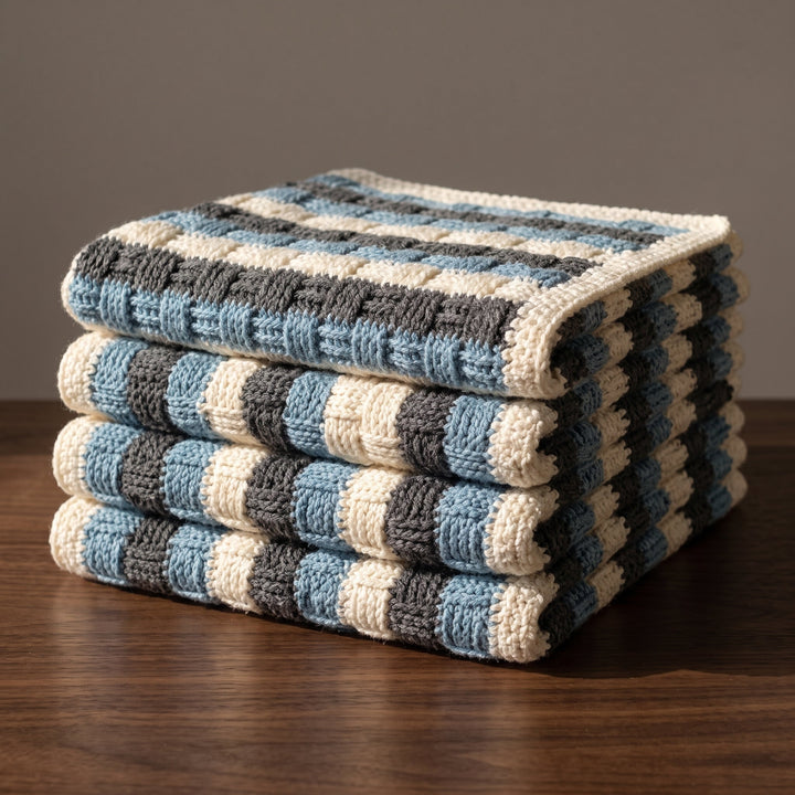 Striped Basketweave Baby Blanket Crochet Pattern