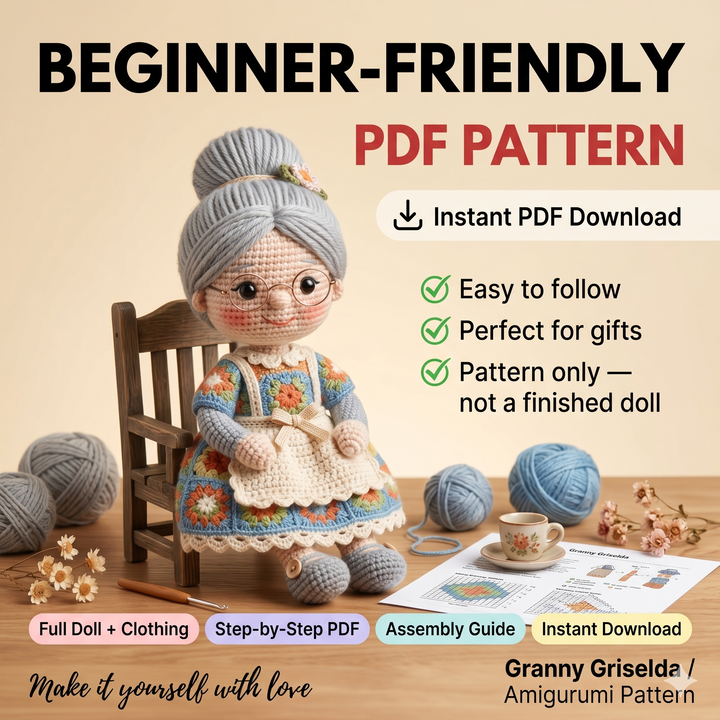 Granny Amigurumi Crochet Pattern – Grandma Doll PDF Tutorial