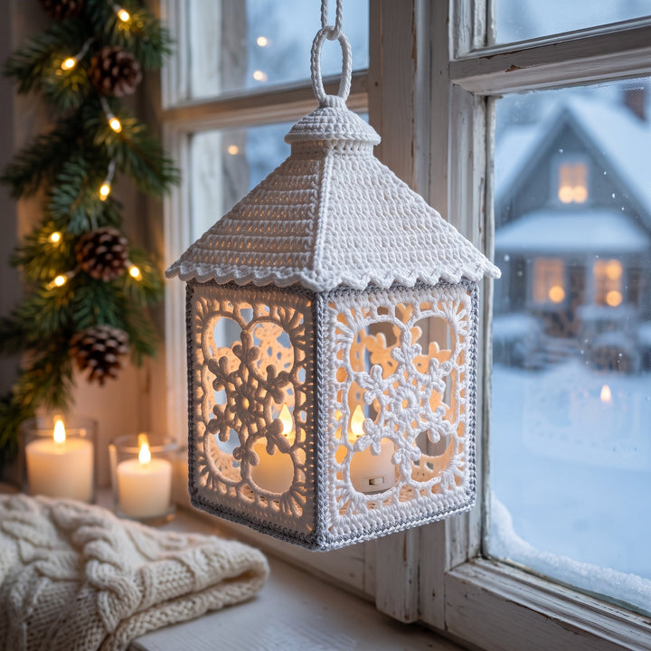 Snowflake Lace Crochet Lantern Pattern