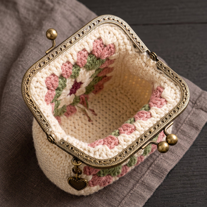 Granny Square Kiss Lock Coin Purse Crochet Pattern