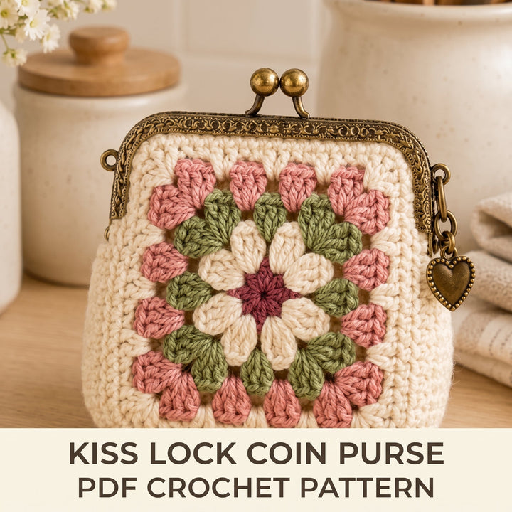 Granny Square Kiss Lock Coin Purse Crochet Pattern