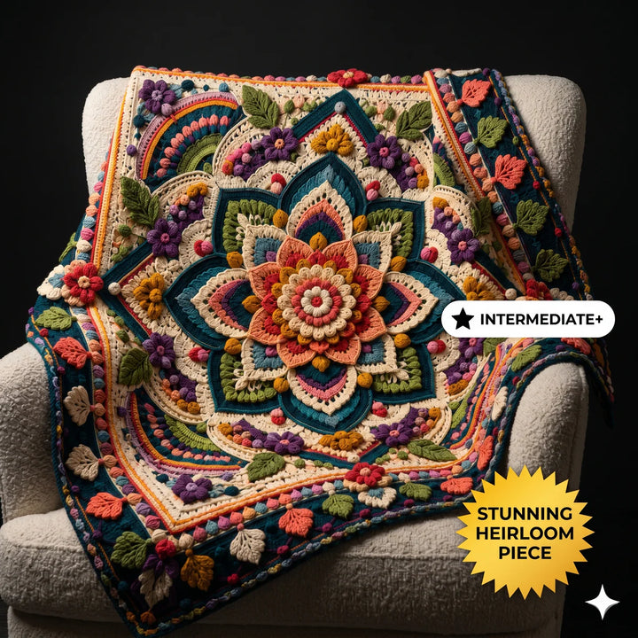 Mystic Mandala Crochet Blanket Pattern | Floral Boho Afghan Throw (PDF)