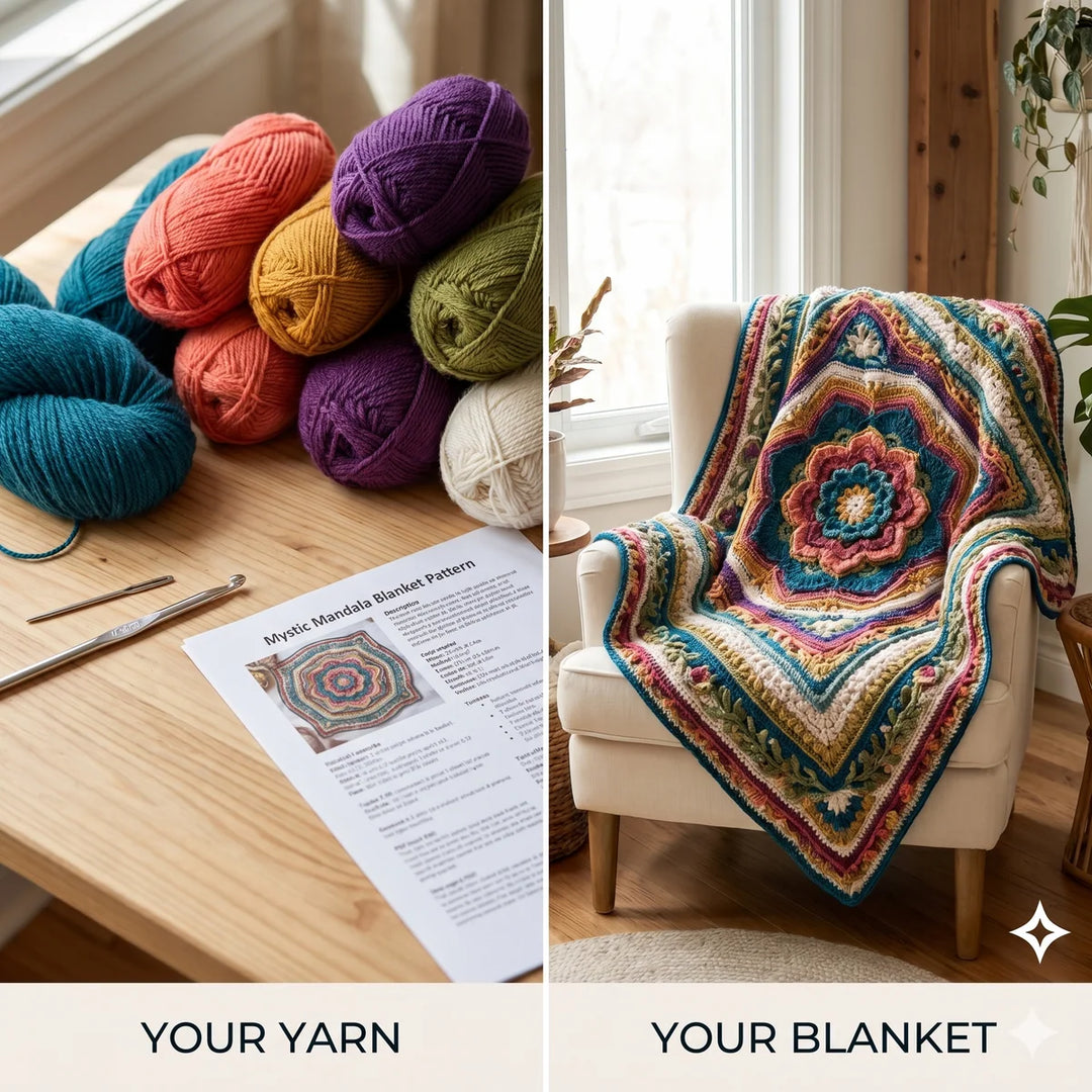 Mystic Mandala Crochet Blanket Pattern | Floral Boho Afghan Throw (PDF)