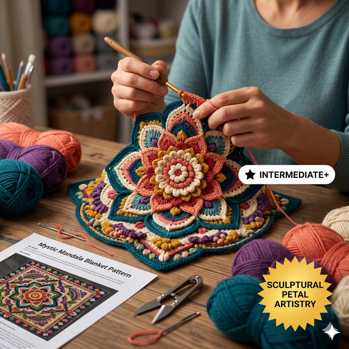 Mystic Mandala Crochet Blanket Pattern | Floral Boho Afghan Throw (PDF)