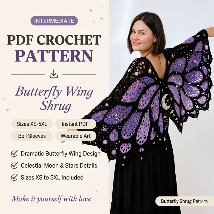 Butterfly Cardigan Crochet Pattern XS-5XL