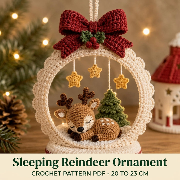 Reindeer Snow Globe Crochet Ornament Pattern