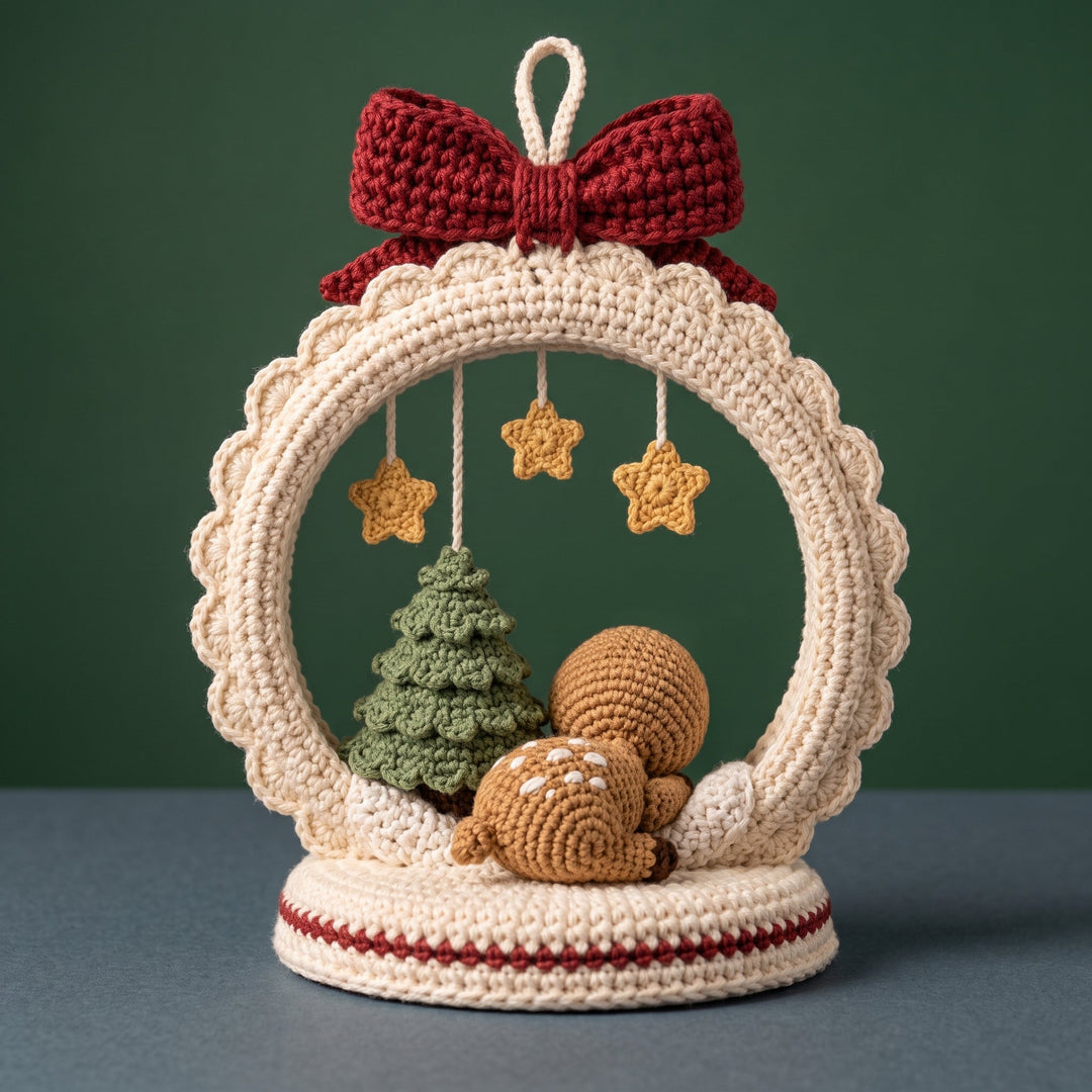 Reindeer Snow Globe Crochet Ornament Pattern
