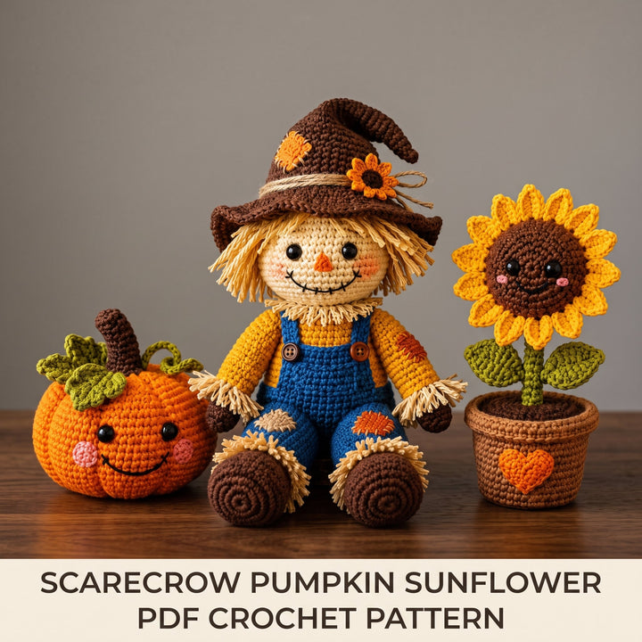 Scarecrow Fall Decor Crochet Set