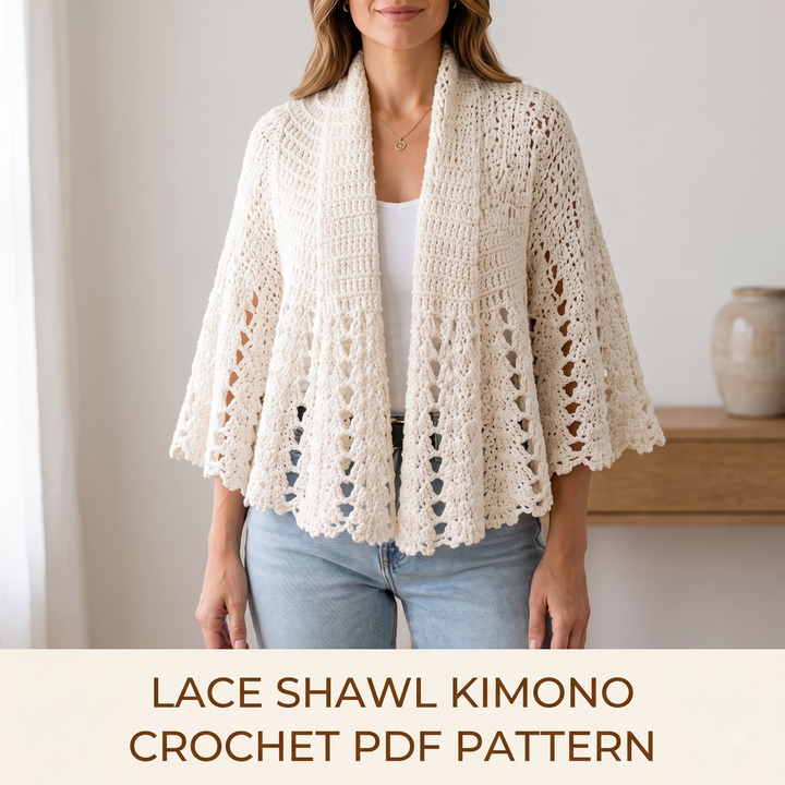 Lace Kimono Shawl Crochet Pattern V2