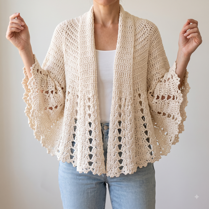Lace Kimono Shawl Crochet Pattern V2
