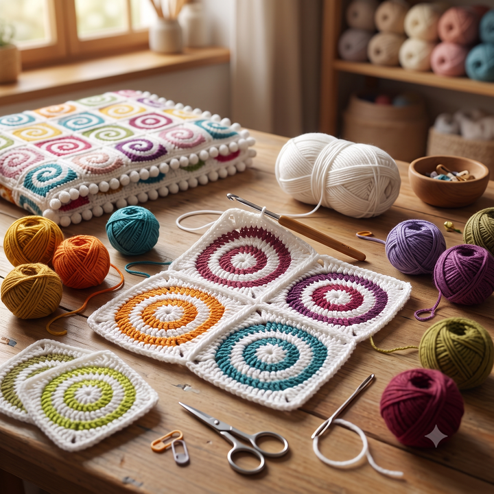Spiral Granny Square Blanket Pattern
