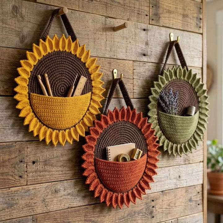Sunflower Wall Organizer Crochet Pattern V2