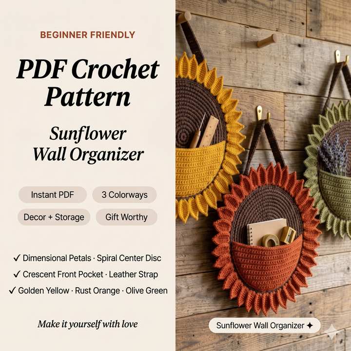 Sunflower Wall Organizer Crochet Pattern V2