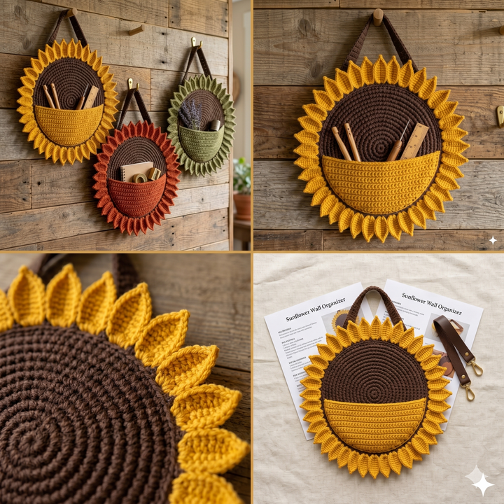 Sunflower Wall Organizer Crochet Pattern V2