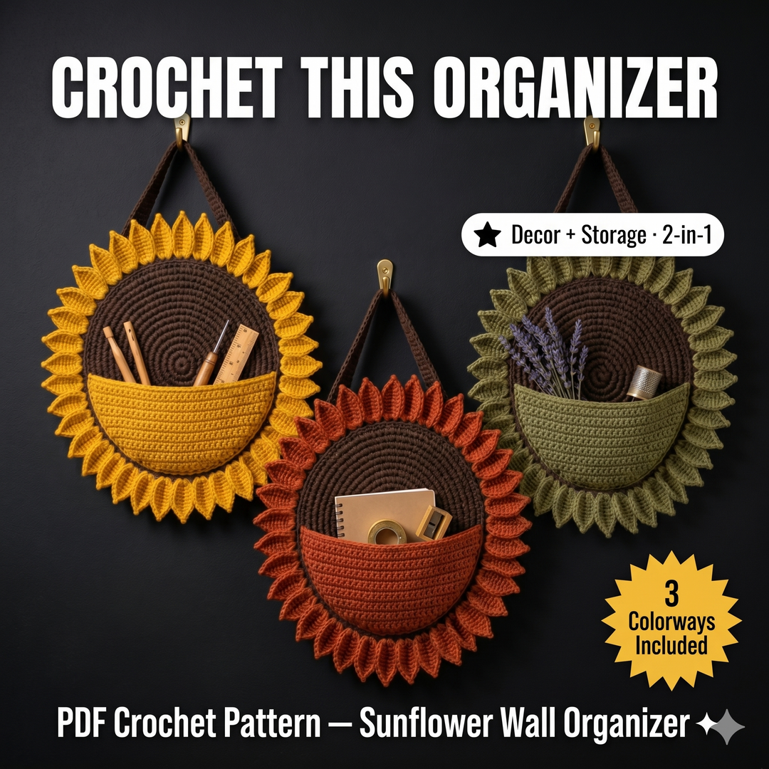 Sunflower Wall Organizer Crochet Pattern V2